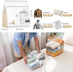 TAILI Sacs de rangement sous vide Cube 4 emballage, de taille moyenne (25x19x11 inch), Sacs à étanchéité sous vide pour vêtements, Cube d'emballage de compression pour vêtements