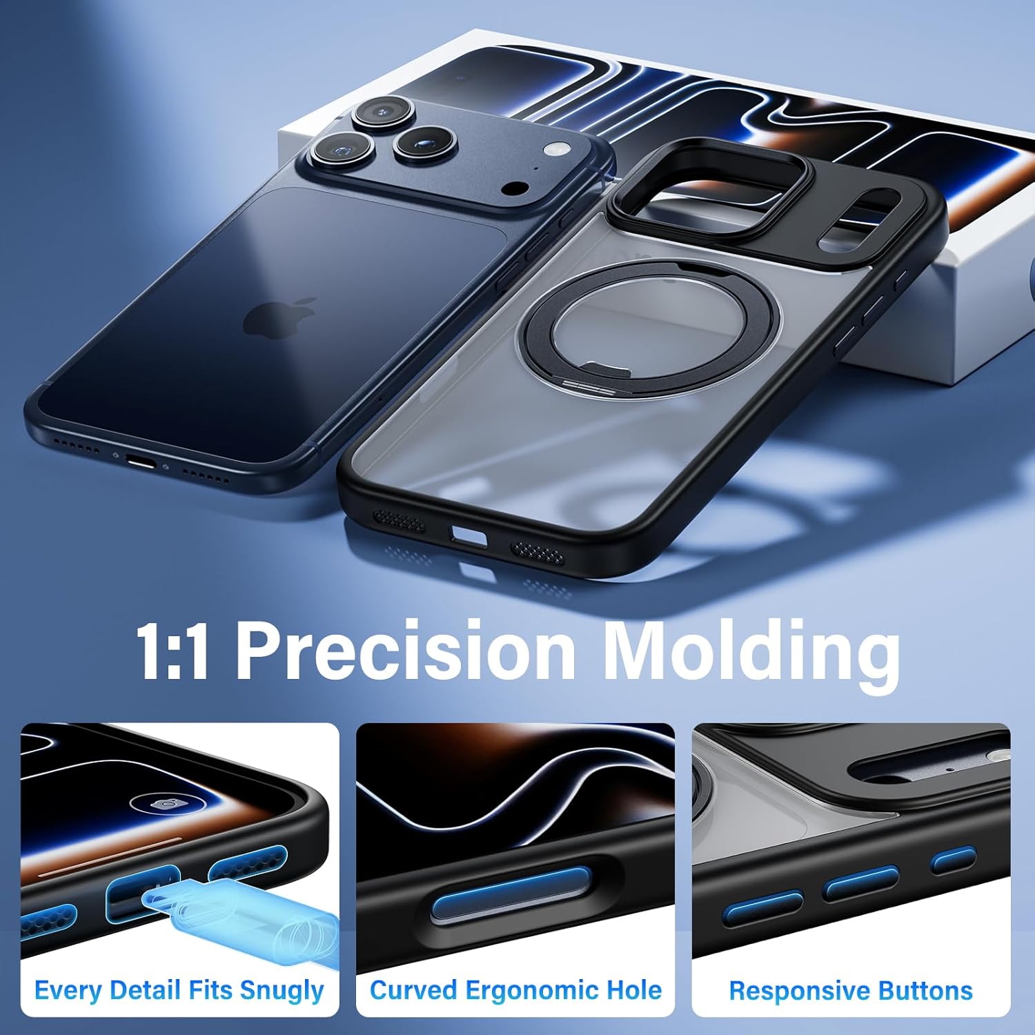 for iPhone 17 Pro Max Case [6.9-Inch], Clear Hard Back with 360° Rotatable Invisible Stand, Compatible with MagSafe, Shockproof & Drop-Resistant Protective Cover - Image 5