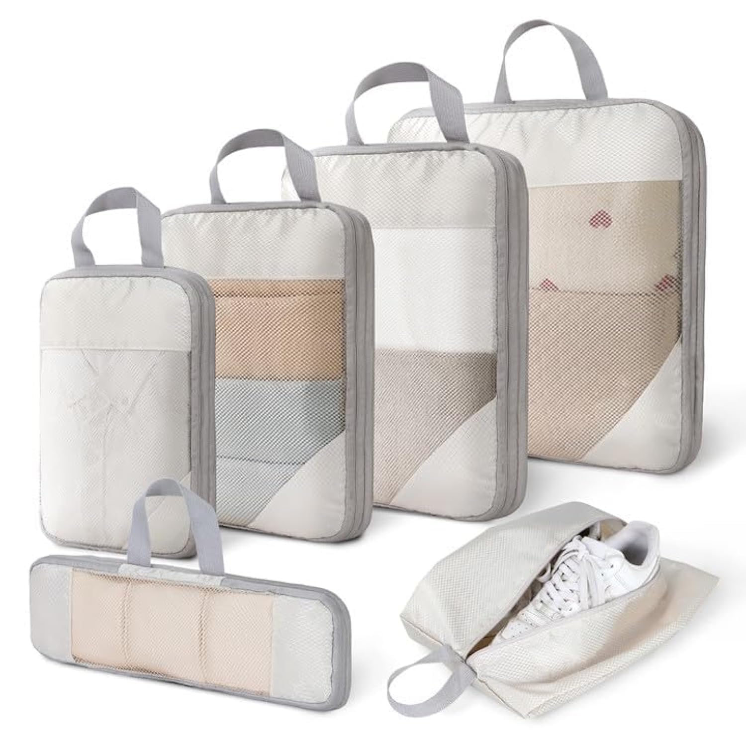 Sponsored Ad – NALACAL Travel Essentials: 6-Piece Compression Packing Cubes Set for Suitcases, Lightweight Luggage Organizers, Expandable Travel Bags in Beige