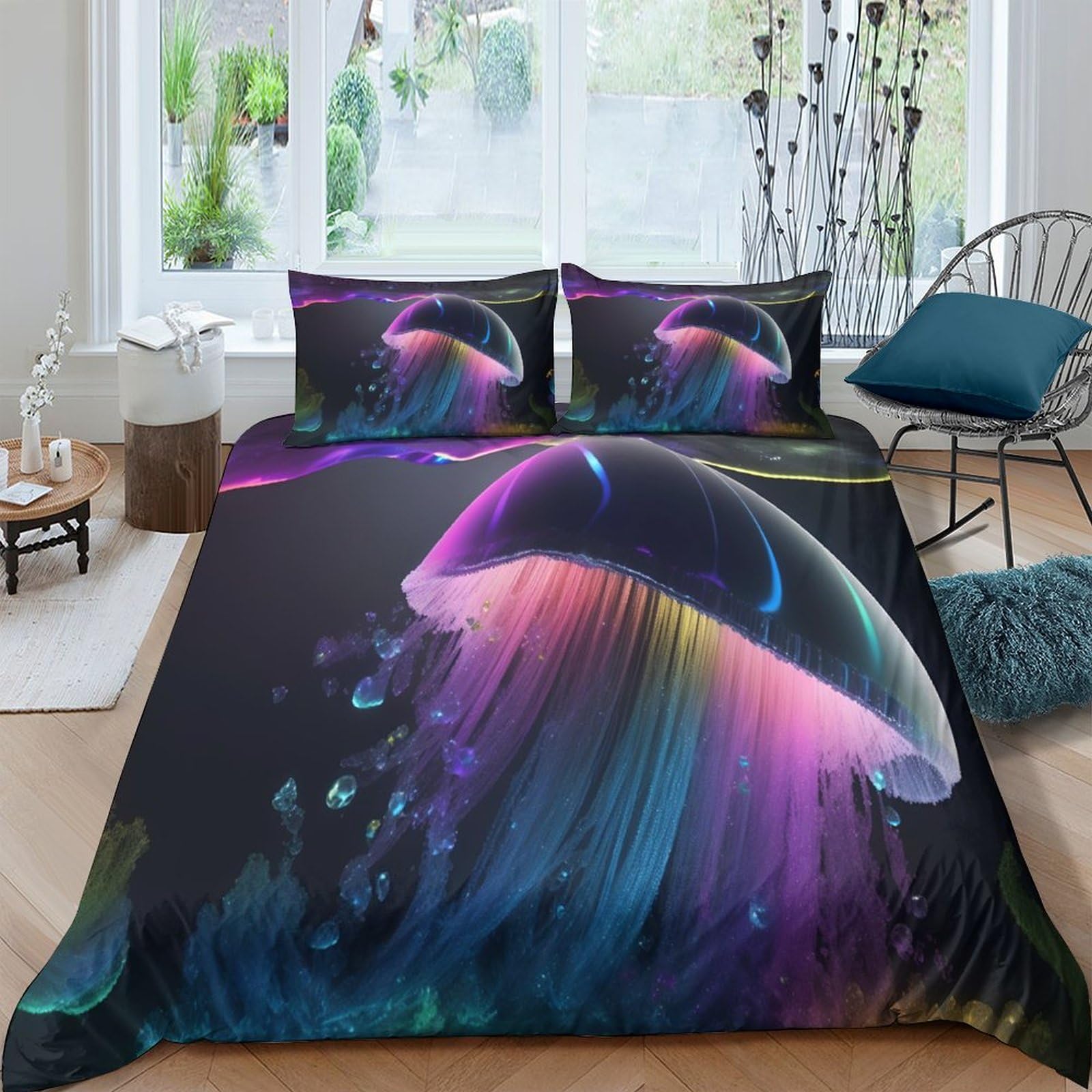 Housse de couette méduse 3D : parure microfibre supérieure 200x200