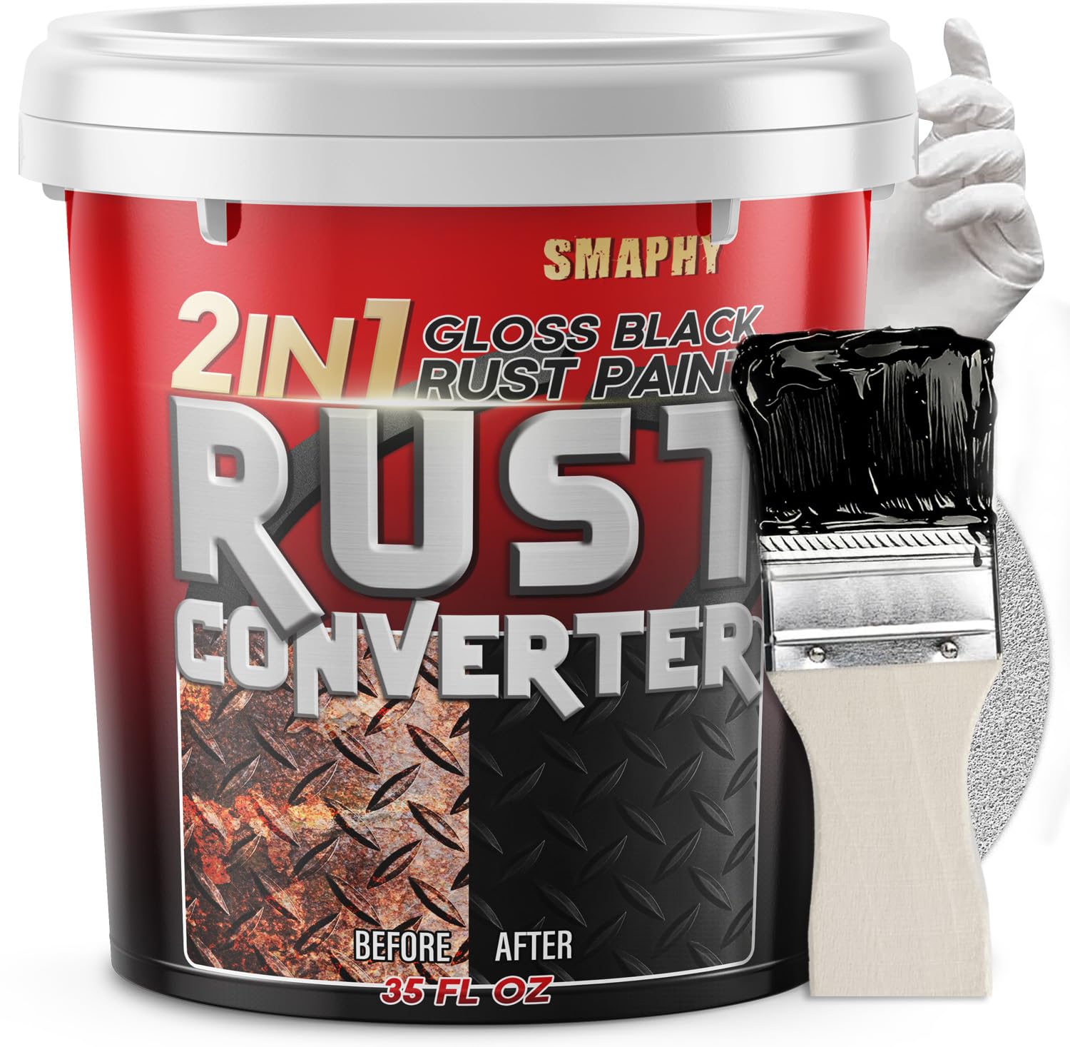 Rust Converter for Metal ,Stops & Prevents Corrosion on Metal, Rust Encapsulator Paint ,Inhibitor for Cars, Trucks, Trailers, Marine & Industrial Equipment, Rust Paint with Long-Term Protection, Permanently Stops Rust, Gloss Black