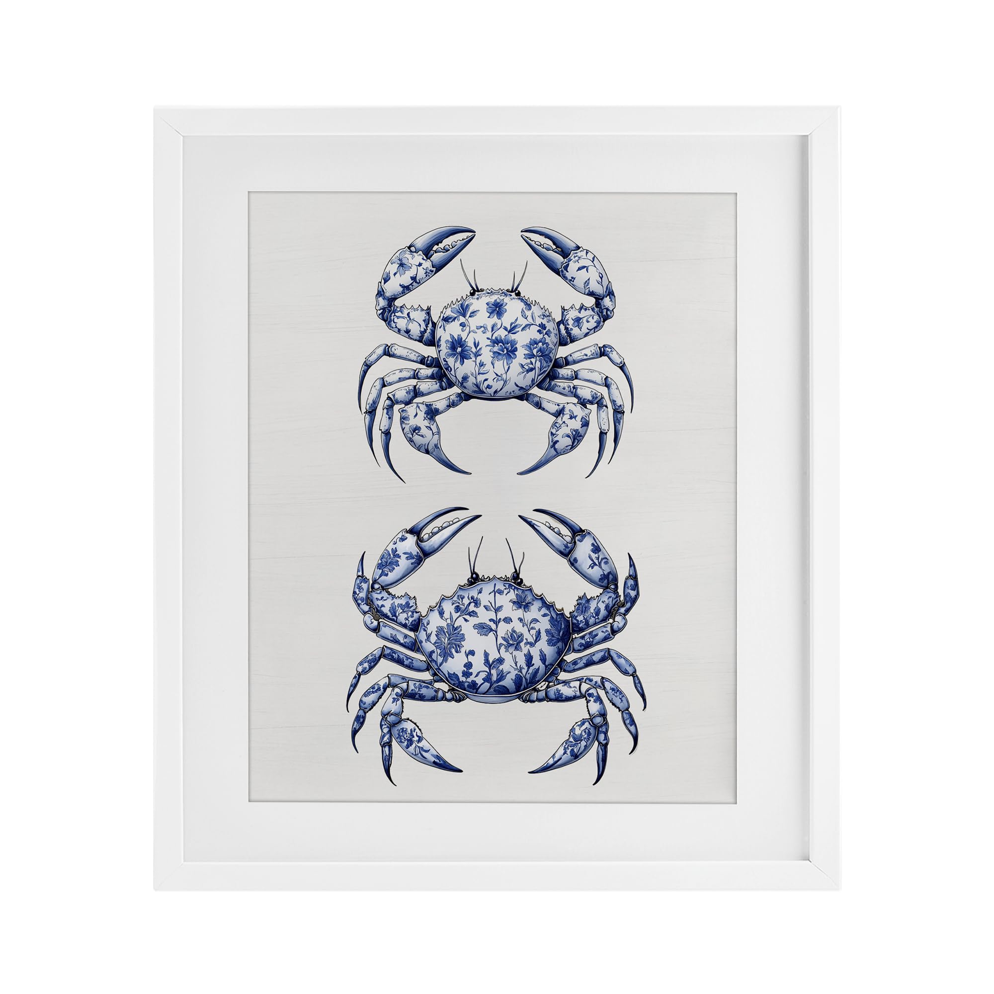 'Vintage Toile Crabs'| Framed Print Under Glass