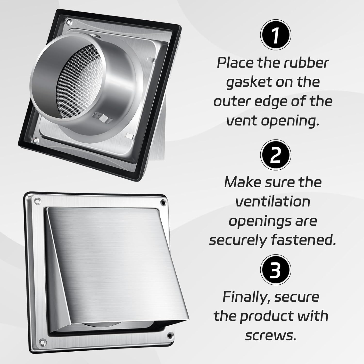 4 Inch Metal Dryer Vent Cover External Extractor Wall Vent Cushioned Stainless Steel Outdoor Dryer Vent Cover Outside Airflow Vent Replacement Hood