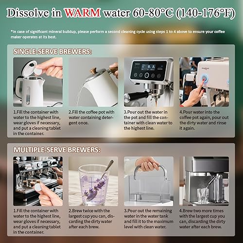 Miniatura 6 de Tabletas limpiadoras de cafetera, potente descalcificación y desodorización para todas las cafeteras, máquinas de café expreso y dispositivos de una