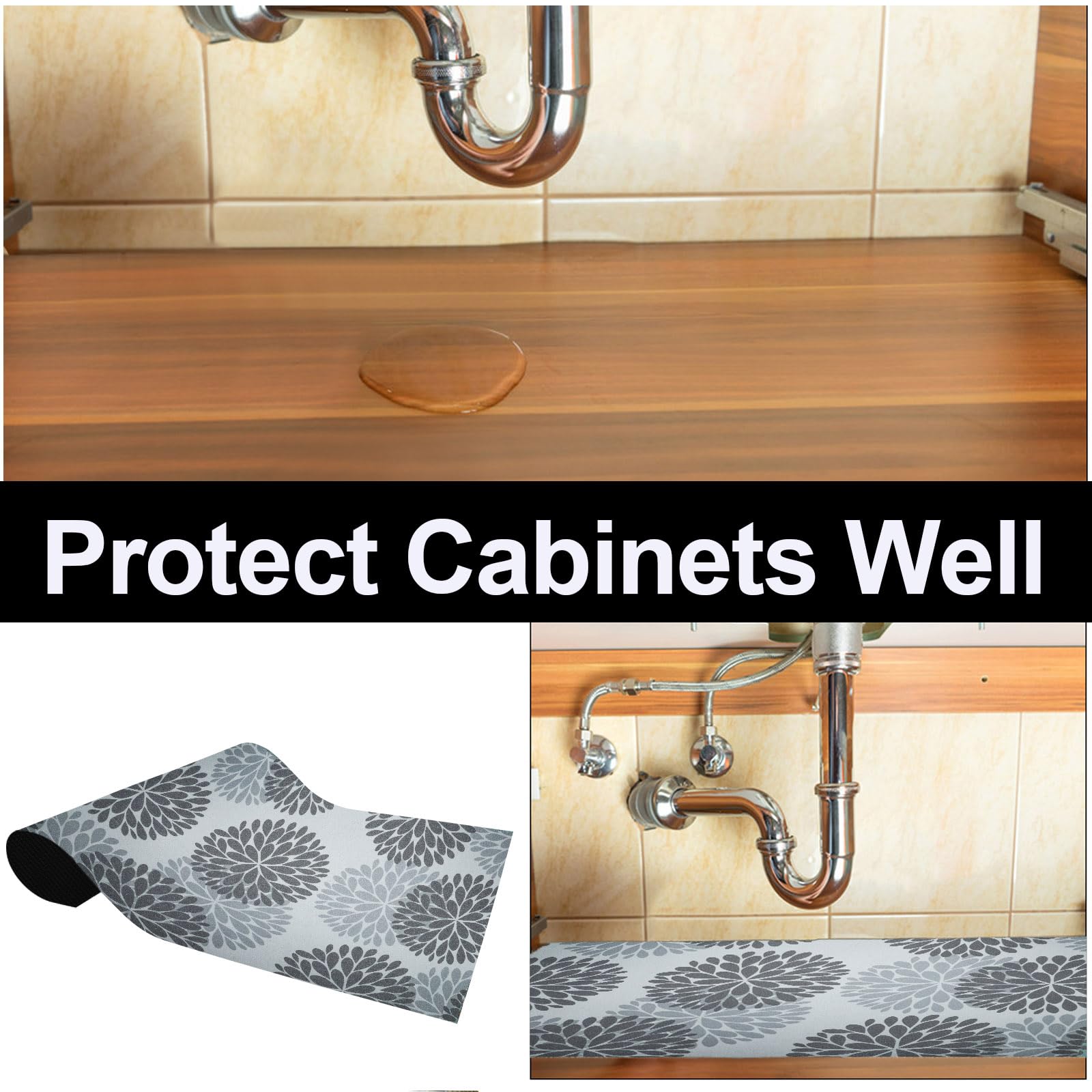 AiBOB Waterproof Under The Sink Mat, Absorbent Quick Dry Sink Liners