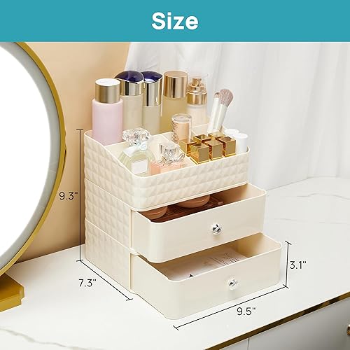 Miniatura 2 de Vtopmart Organizador de maquillaje de 3 capas para tocador, organizador apilable de almacenamiento de maquillaje para tocador de baño, vitrinas de