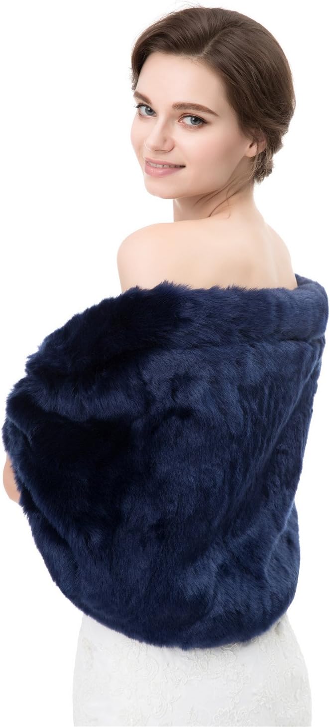 Women's Winter Warm Faux Fur Shawl Coat Jacket Parka Outerwear Tops Stole Wraps Cape for Evening Dresses - Image 3