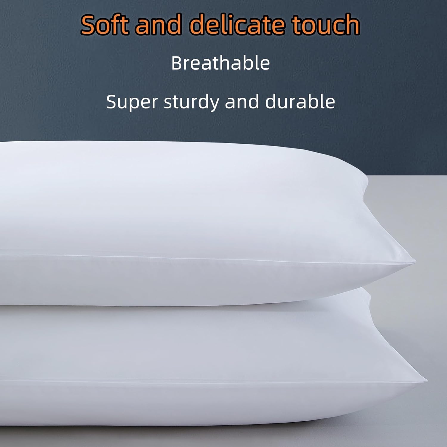 1000 Thread Count Cotton Pillow Cases Standard Size Set of 2, 100% Egyptian Cotton Sateen Weave Pillowcases,Envelope Closure Pillow Cover Silk Soft Breathable(White Standard) - Image 8