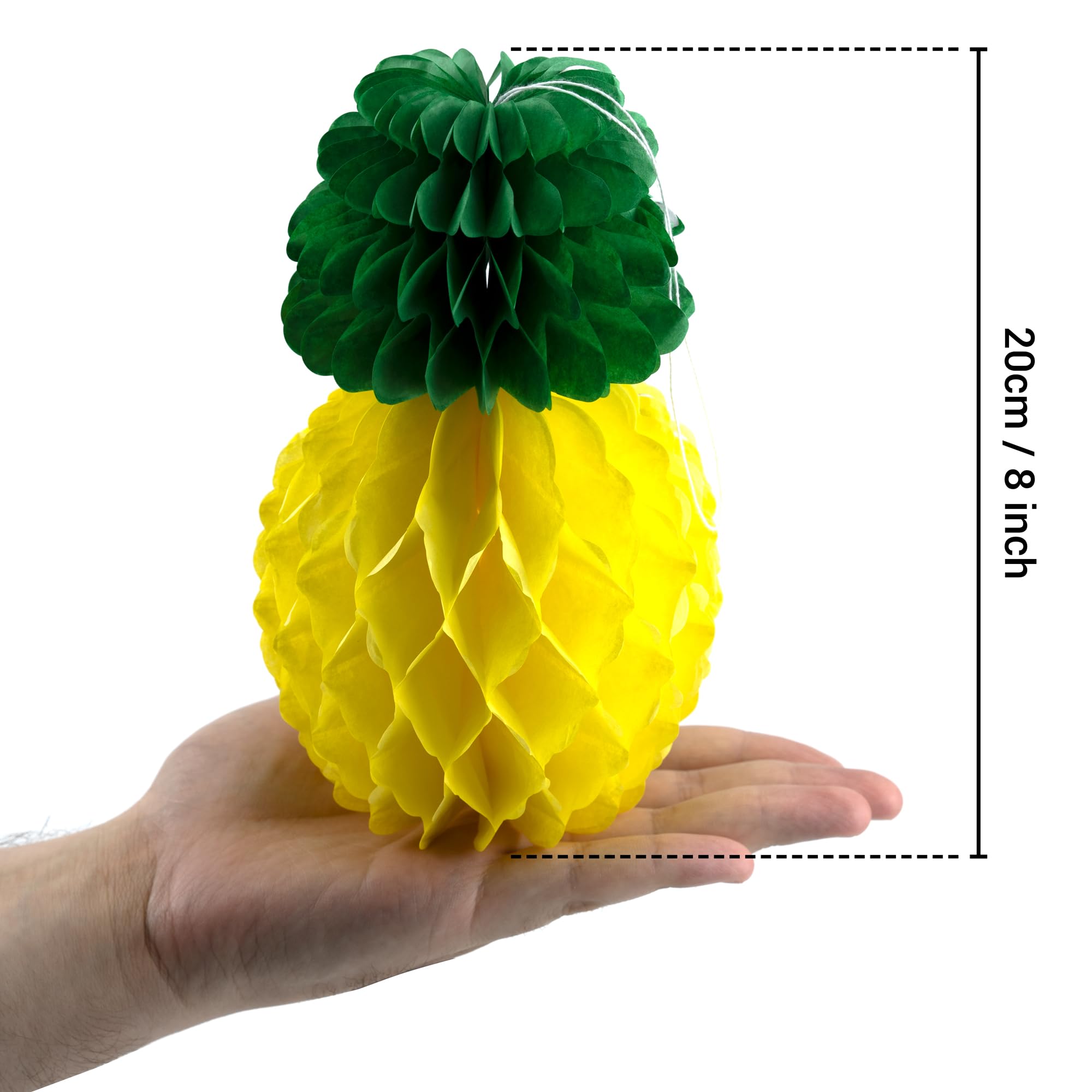 10 Centrotavola A Nido D'Ape A Forma Di Ananas 20cm - Decorazioni Carta Per Feste Tropicali Hawaiane, Compleanni, Matrimonio Luau