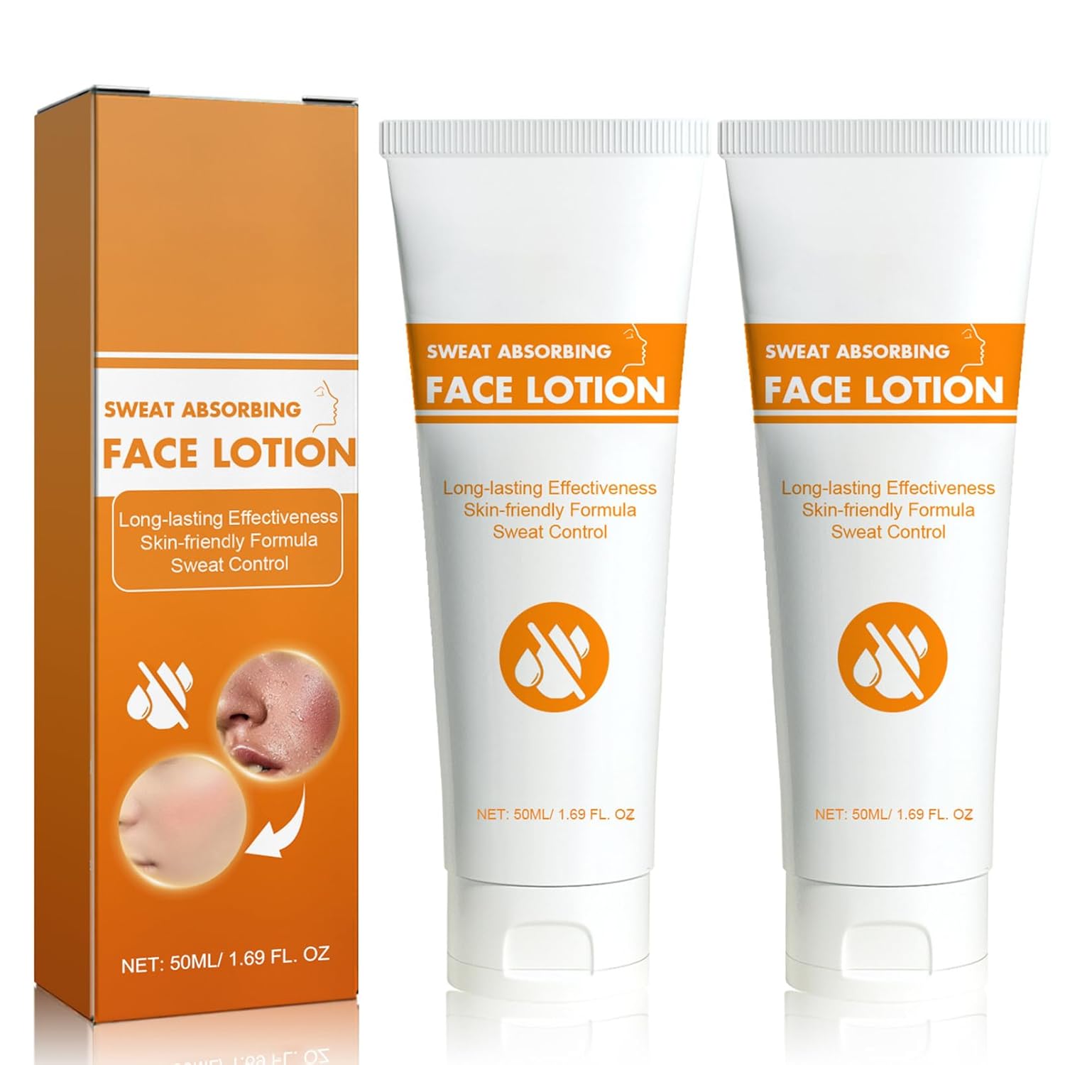 Face Antiperspirant, Face Sweat Blocker, Face Discourage Sweat, Face No Sweat Lotion for Face, Body, Forehead, and Scalp Dry, Excessive Sweating & Hyperhidrosis, Oily Skin Control (2PCS)