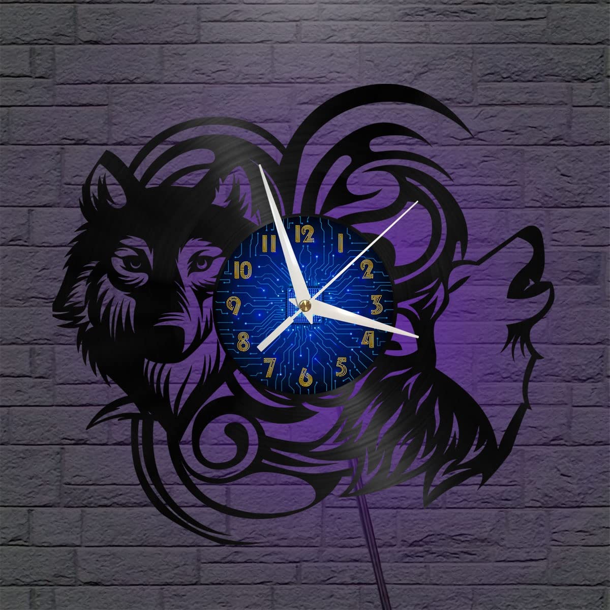 Horloge vinyle loup avec LED pour creer une ambiance lumineuse unique dans votre chambre