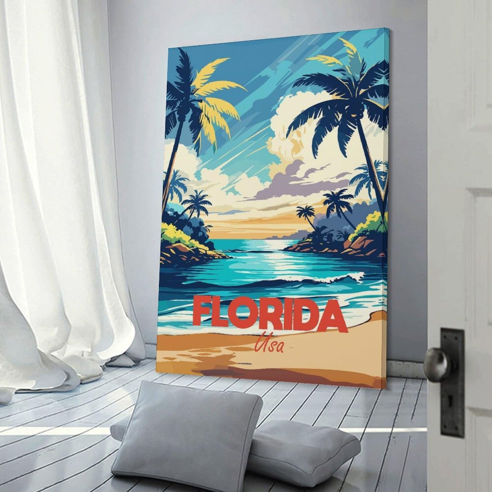 Junmoney Wall Picture Print Florida Beach Travel, 16x24inch(40x60cm), for Entrance Walls, Hall Decor Or Foyers, A Neat Decor Update for Hallways