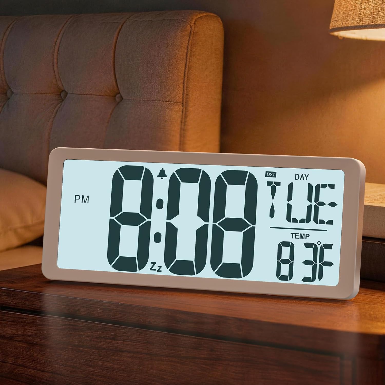 Digital Clock Battery Operated with Backlight,14.2" Digital Wall Clocks Large Display for Classroom, Big Digits LCD Clock with Date,Week,Alarm,Temp DST for Living Room,Office,Bedroom,Garage