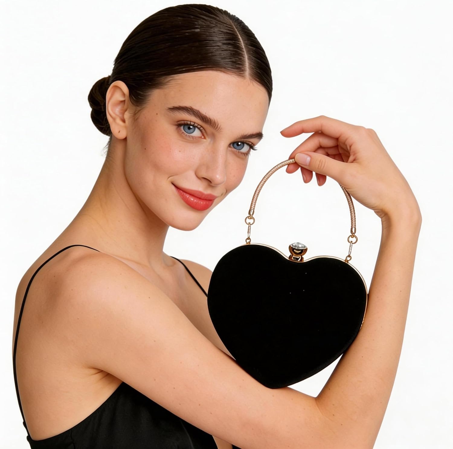U Scinan Women Heart Shaped Handbag Mini Clutch Chain Purse Chic Shoulder Bag Evening Tote