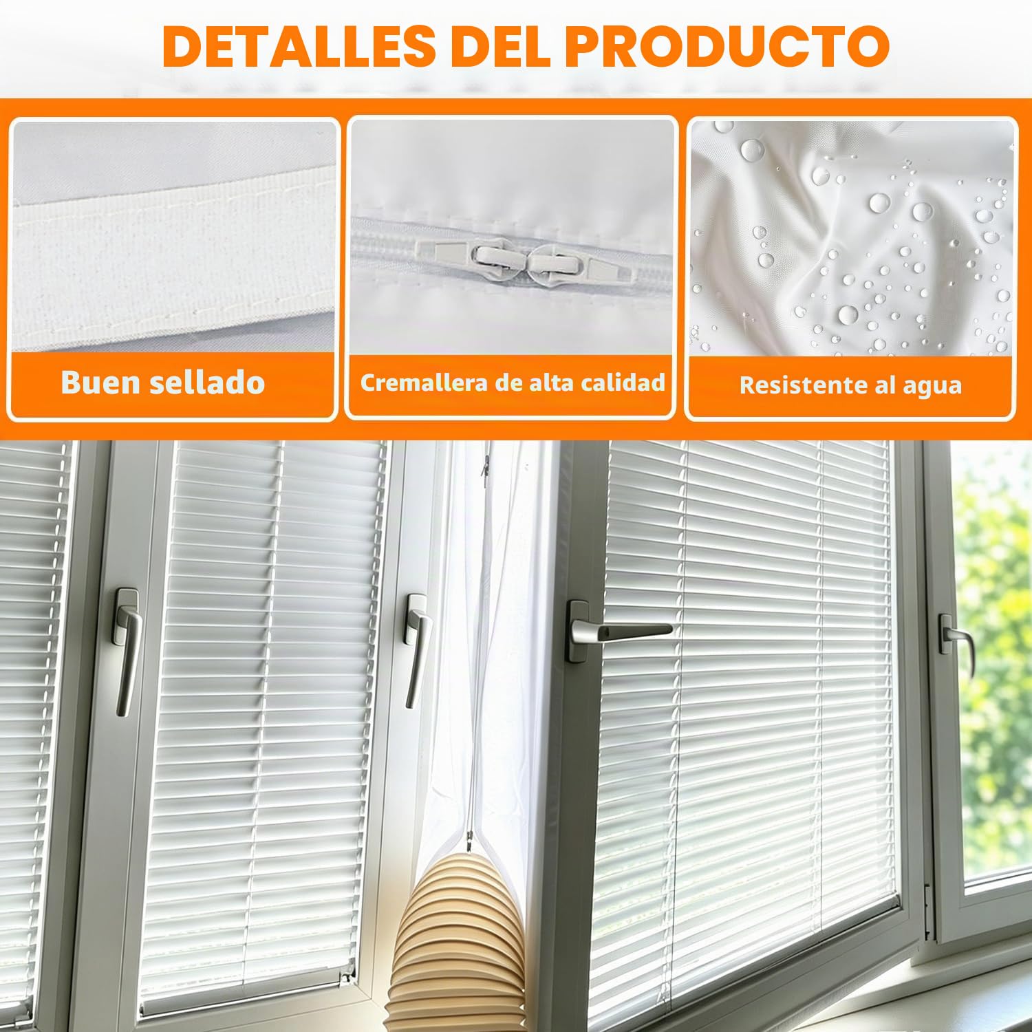400CM Kit de Calafateo para Aire Acondicionado, Sello de Ventana Universal, Kit de Ventana Portátil para Aire Acondicionado y Secadora de Muebles | Kit de sellado de ventilación de ventana para secadora de aire acondicionado portátil, con cremallera y cie