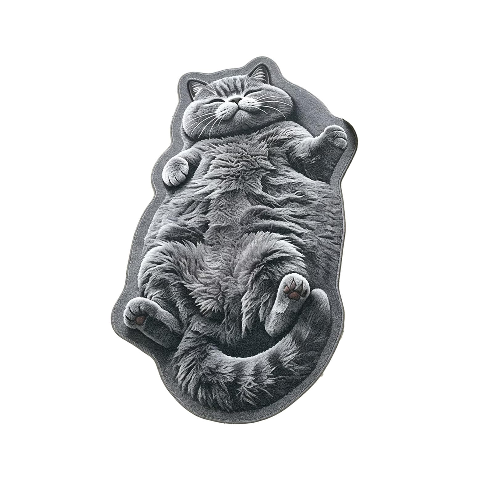Fluffy Cat Shaped Rug - Washable Plush Faux Shaggy Floor Mat 40x60cm for Home Décor & Cat Lovers | Soft Faux Shaggy Material Non-Slip Pet Bedroom Living Room Area Rug (B)