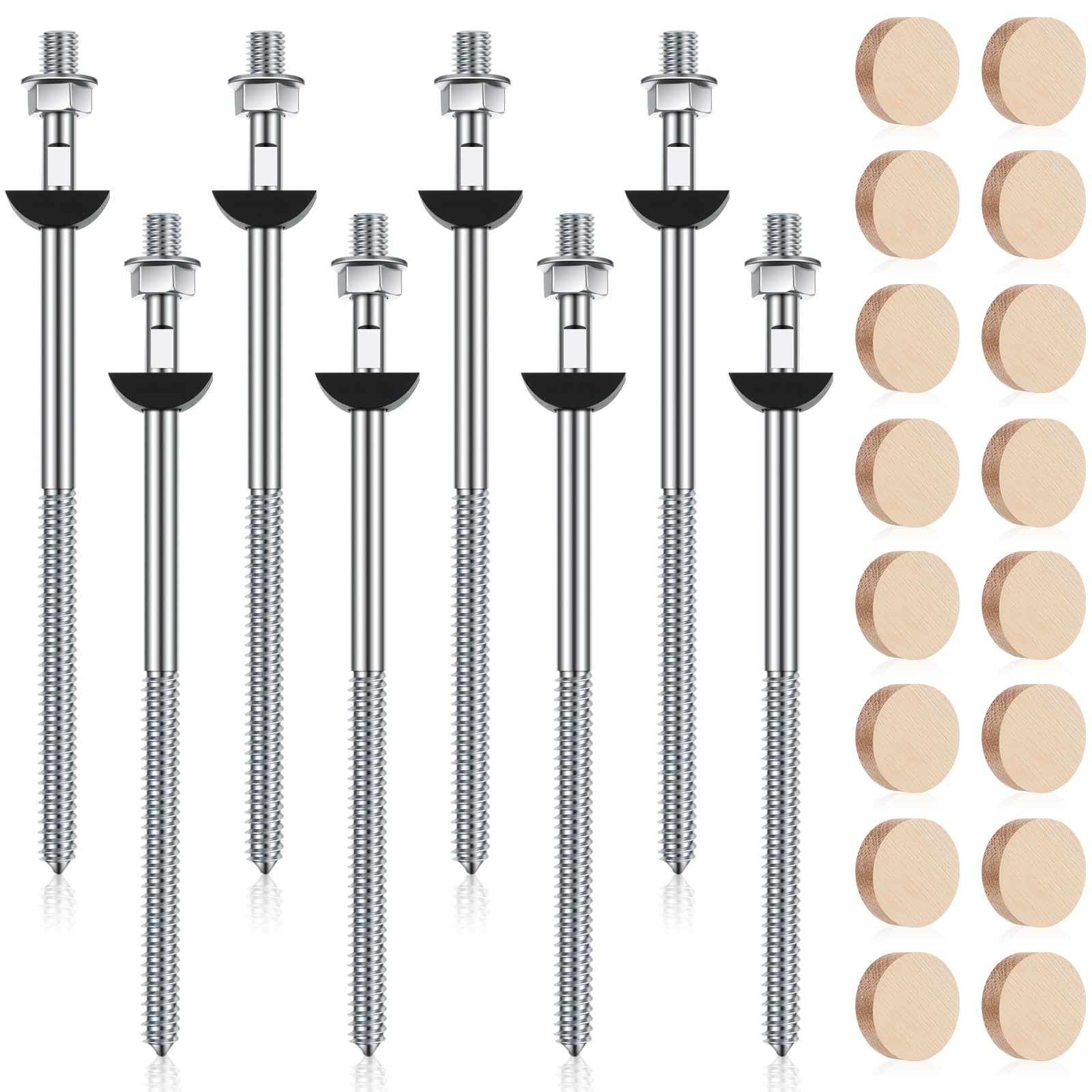 Photo 1 of Shimeyao 8 Set Wood Newel Mounting Kit Newel Post Fastener Installation Kit for Residential and Commercial Installation, Anchors Post Directly to Wood or Concrete Floor