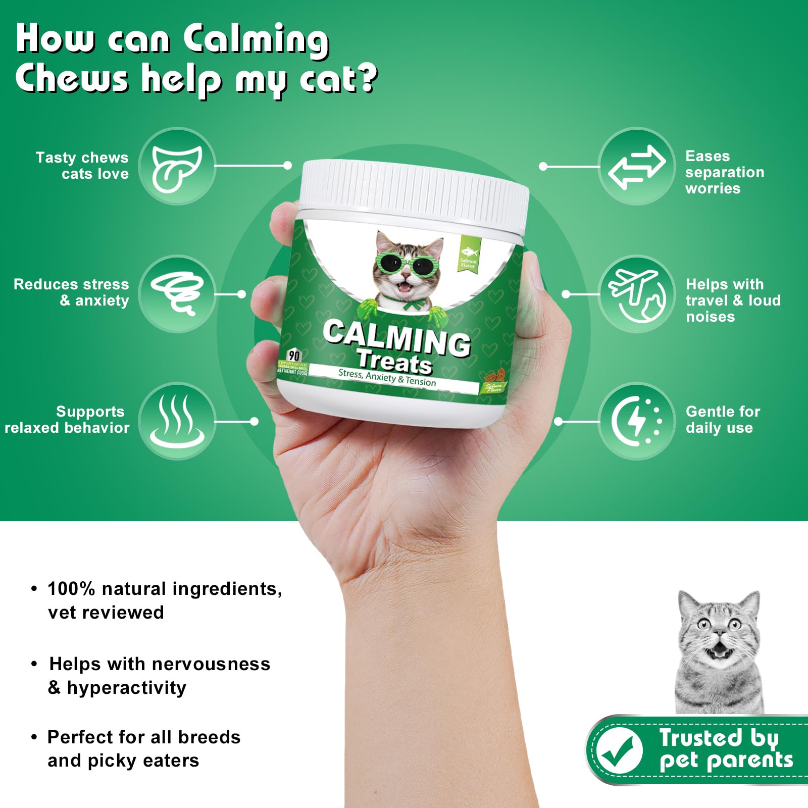 Bailey & Buddies Calming Cat Treats, 100% Natural Soft Chews to Reduce Stress, Fear & Aggression - Image 2