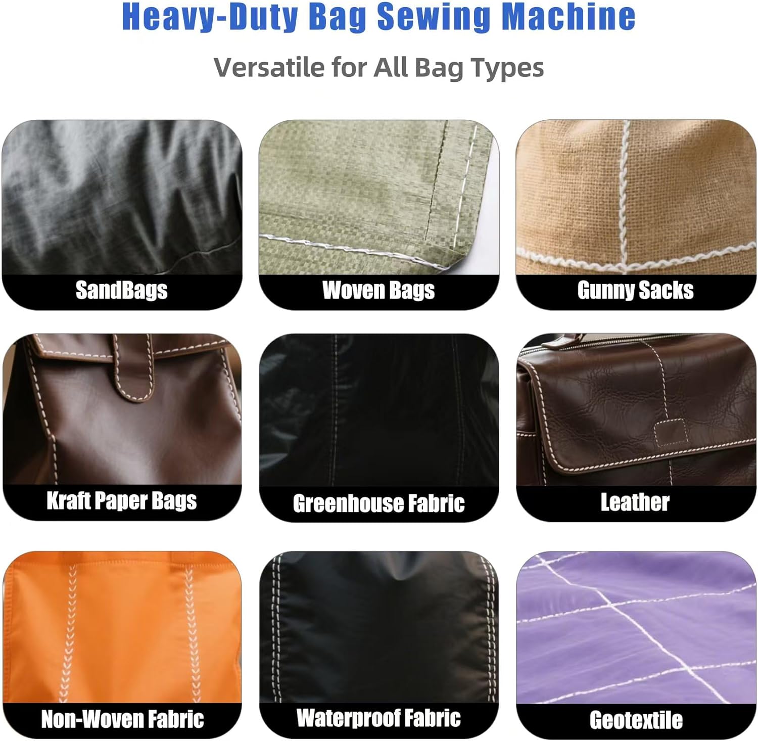 Portable heavy-duty sewing machine, industrial sewing machine, handheld sewing machine, an industrial sewing machine suitable for woven bags, sandbags and non-woven fabrics. - Image 3