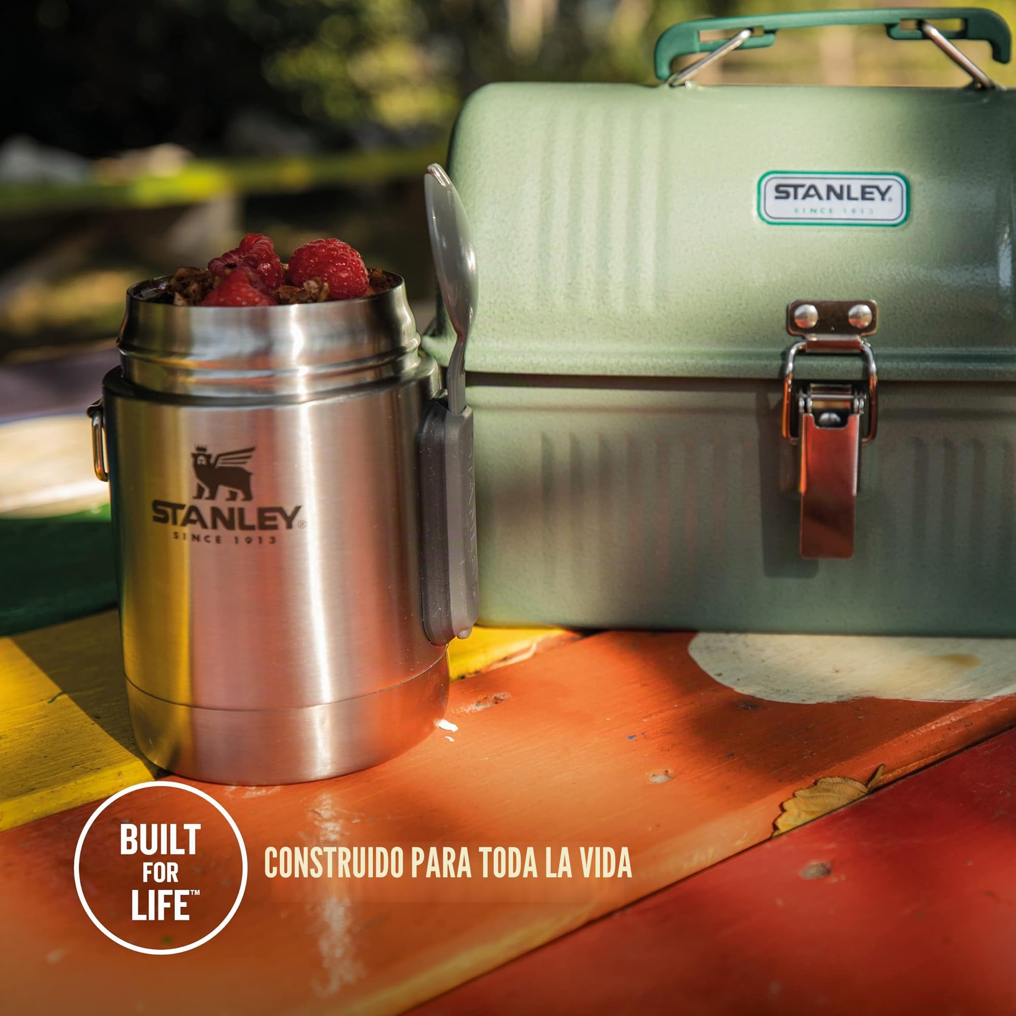 STANLEY Adventure Fiambrera Termica Acero Inoxidable 0.53L with Spork - Termo Comida Caliente Adulto Sin BPA - Mantiene Frío o Calor 12 Horas - Tapa Doble que Sirve de Taza