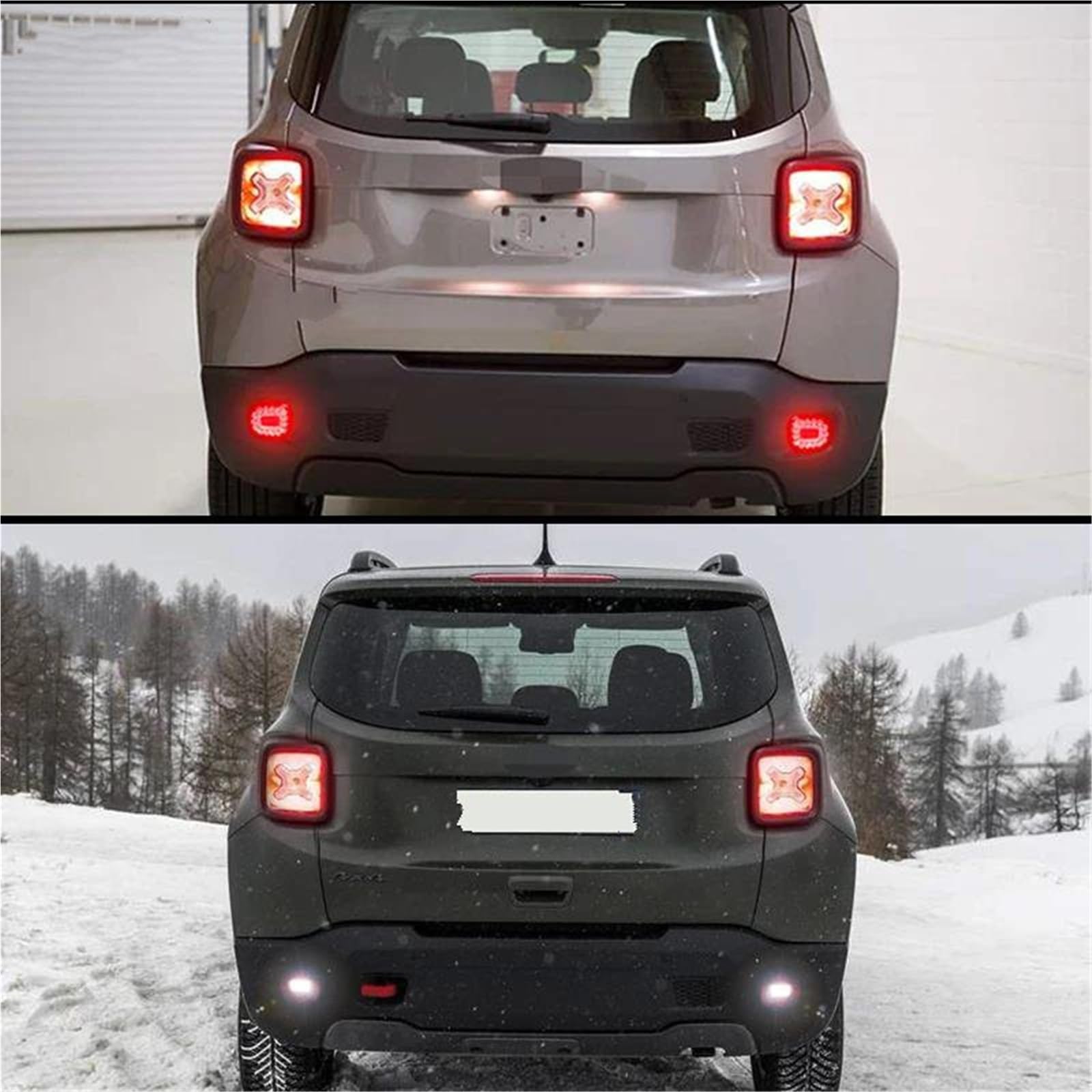 2 Pezzi Riflettori Paraurti Posteriore Auto Per Jeep Per Renegade 2015-2019 Fanali Posteriori Fendinebbia Rossi/freno E Luci Di Retromarcia Bianche 12V Inversione(Red Lens)