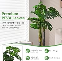 Vista 3 de Goplus 4ft Artificial Monstera Deliciosa Plant, Fake Tropical Palm Tree with 20 Large Leaves, Cement Pot, Realistic Moss, Faux Potted Swiss Cheese