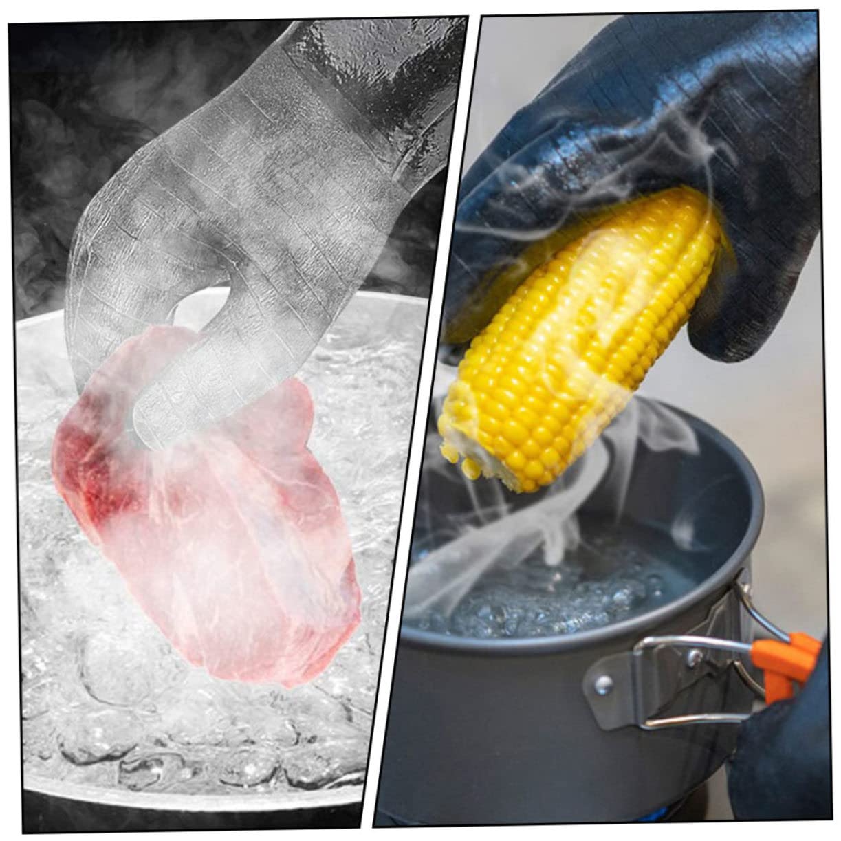 Guanti Barbecue Resistenti al Calore in Neoprene Nero, 1 Paio | Antiscivolo, Isolamento Termico, per Forno e Cucina, Accessorio Protettivo da Lavoro