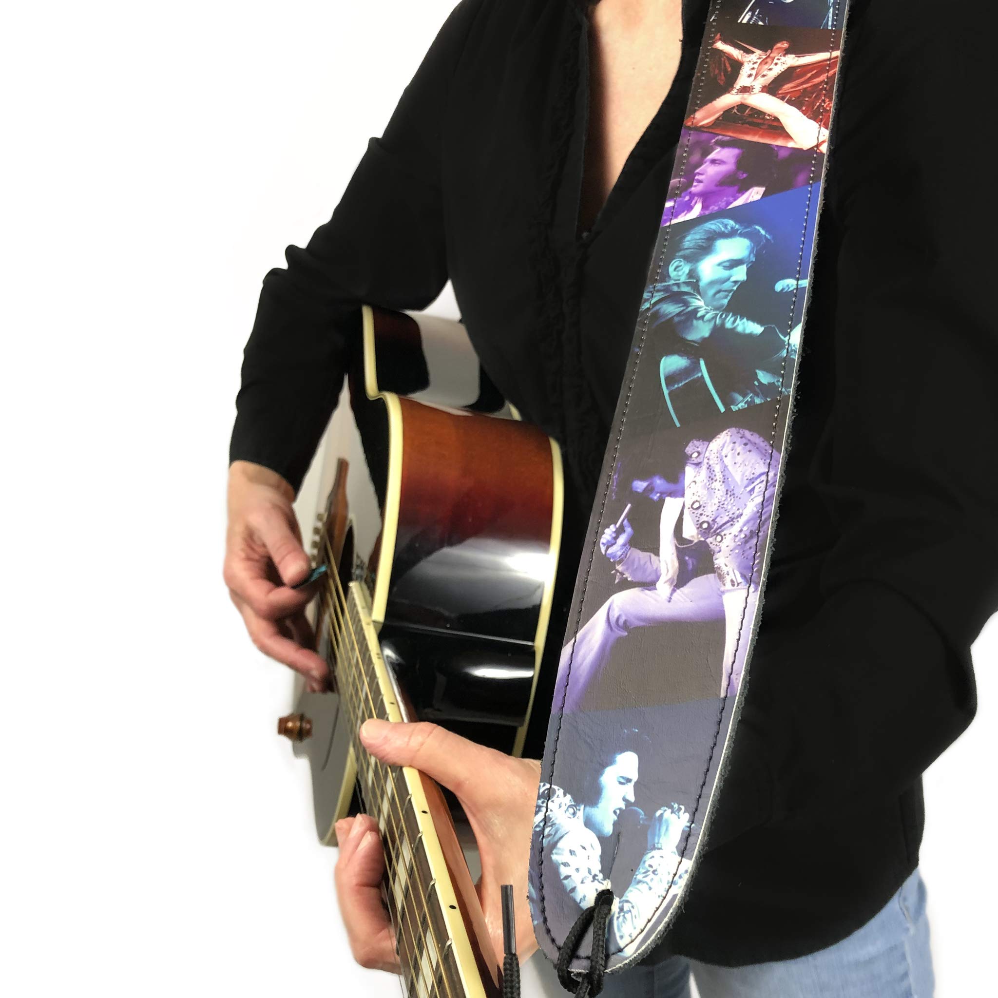 Perri's Leathers P25EPV-8264 Elvis, Leather Guitar Strap with High Resolution Imaging