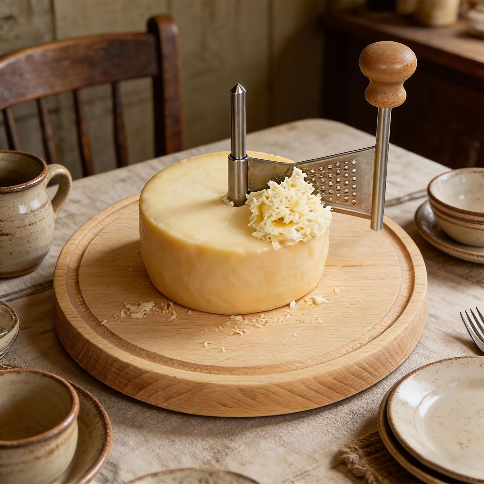 Rallador de Queso Giratorio con Soporte de Madera Antideslizante y Piezas extraíbles para Limpieza rápida, para Amantes del Queso y Chefs Expertos, Accesorio para Platos de Fiesta