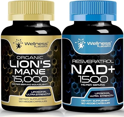 WELLNESS LABSRX Cápsulas de suplemento de melena de leones, 120 unidades, suplemento de hongos, suplementos cerebrales para la memoria y la
