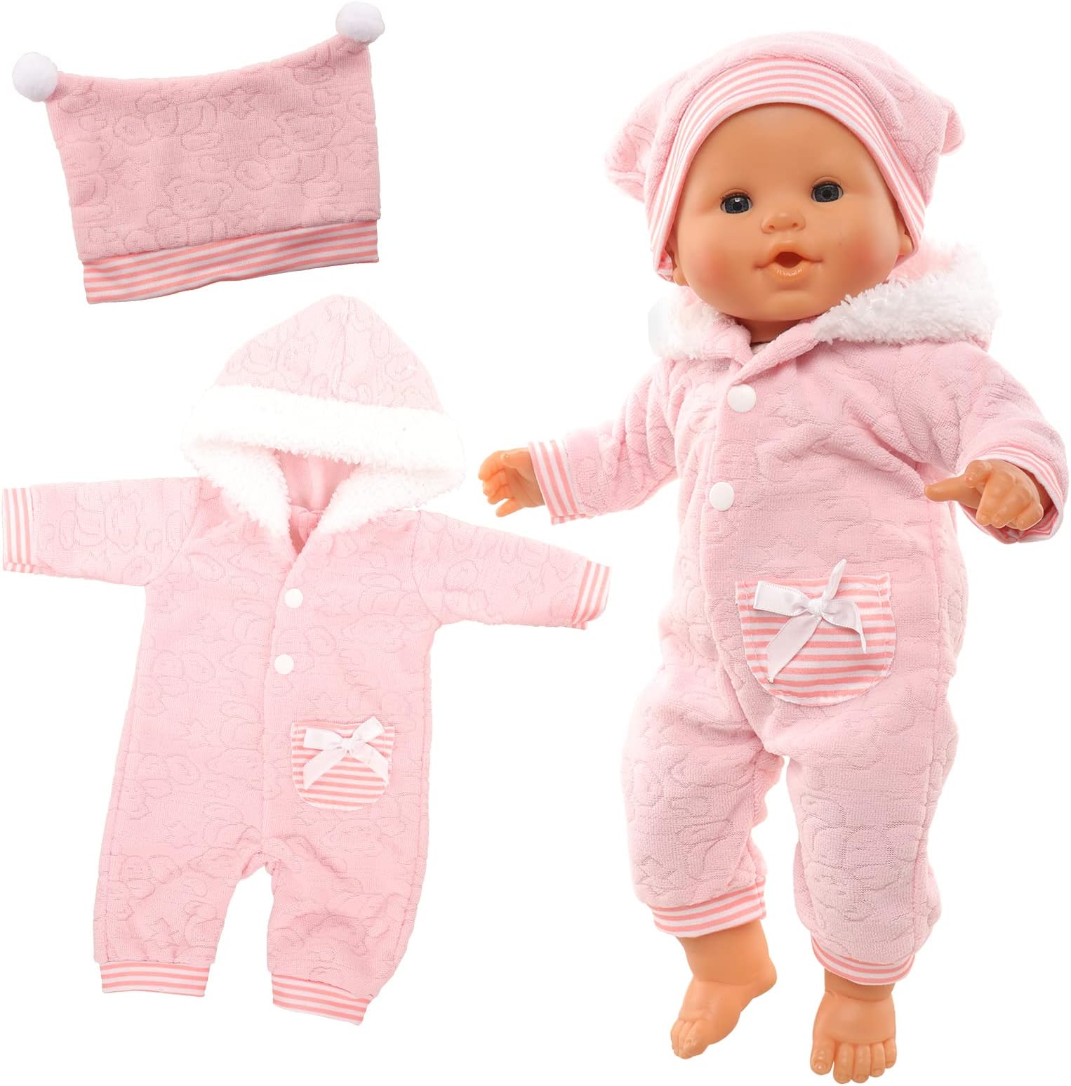 Miunana Sweet Doll Clothes for 14 Inch 16 Inch 17 Inch 35-43 cm Born Baby Doll, Baby Doll Clothes Outfits (Pink)