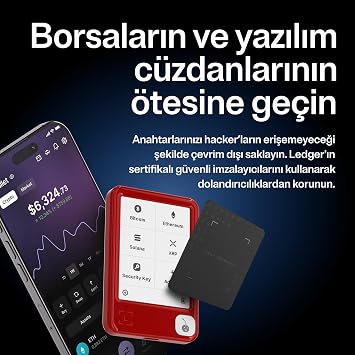 Ledger Nano Gen 5 Vişne Kırmızısı Kripto Donanım Cüzdanı ve Recovery Key - Soğuk Cüzdan