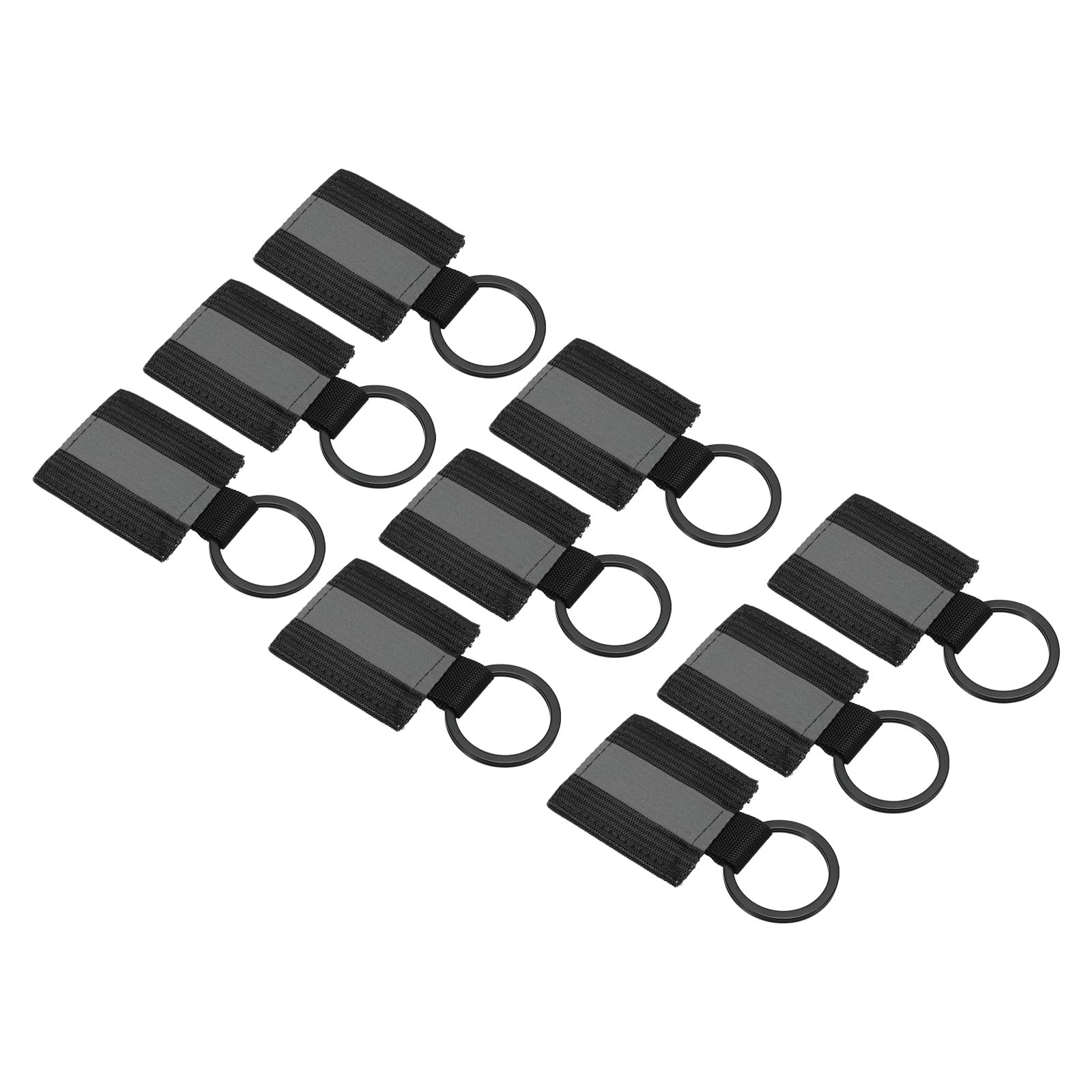 PATIKIL Reflective Keychain Tags, 9 Pack Reflective Zipper Pulls Nylon Keychain High Visibility Reflectors Tags for Backpack Pendant Dog Collar, Black