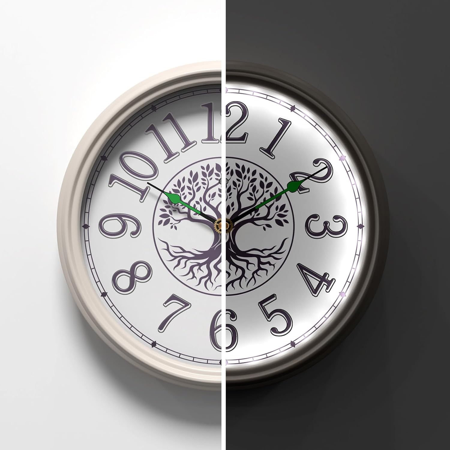 Abdurey Night Light Wall Clock, Sound Control Lightup Wall