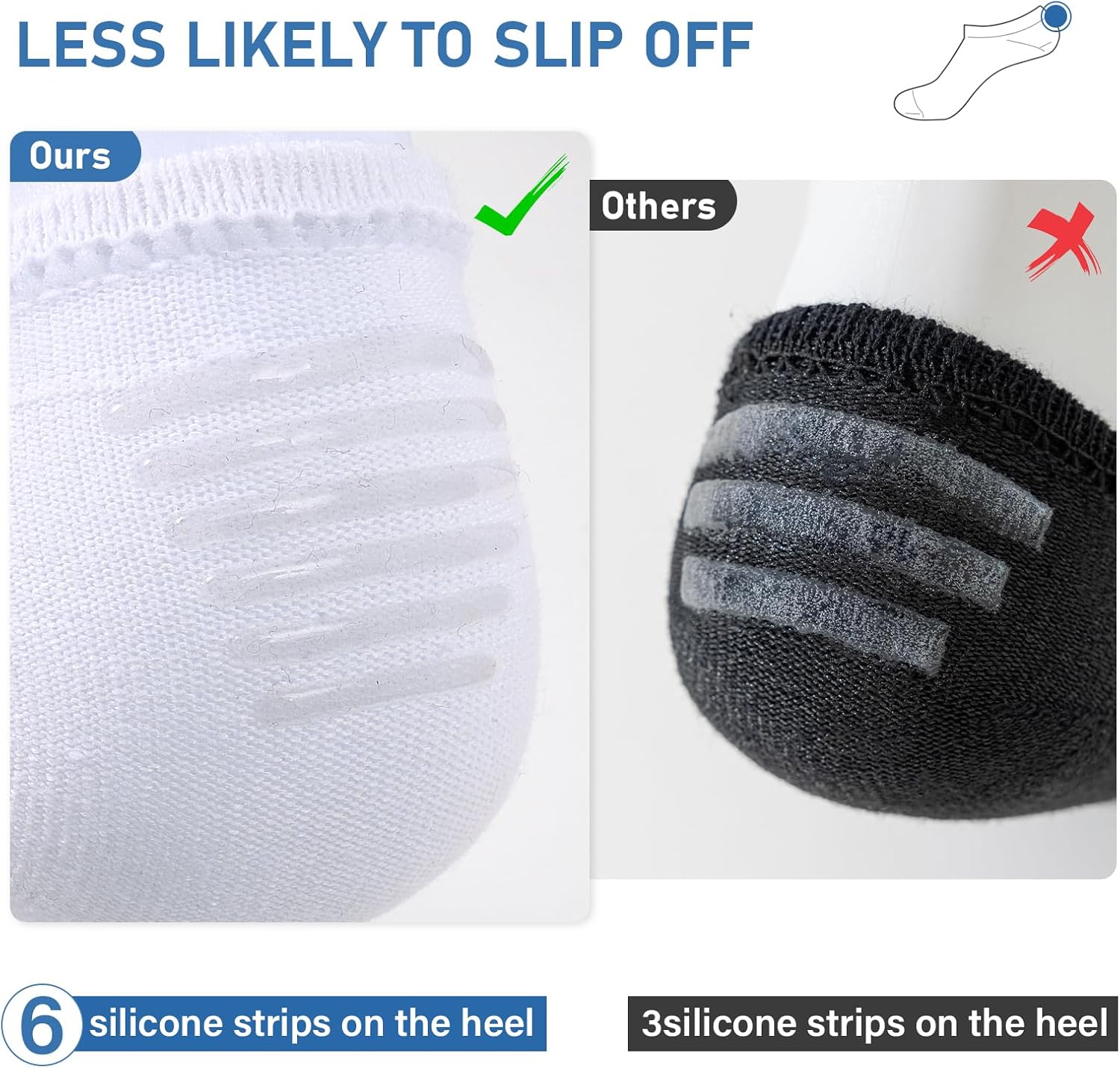 No Show Socks Men, 6 Pairs ​Cotton ​Thin Low Cut Ankle Men's Socks, Non Slip Invisible Sock for Loafer Sneakers - Image 3