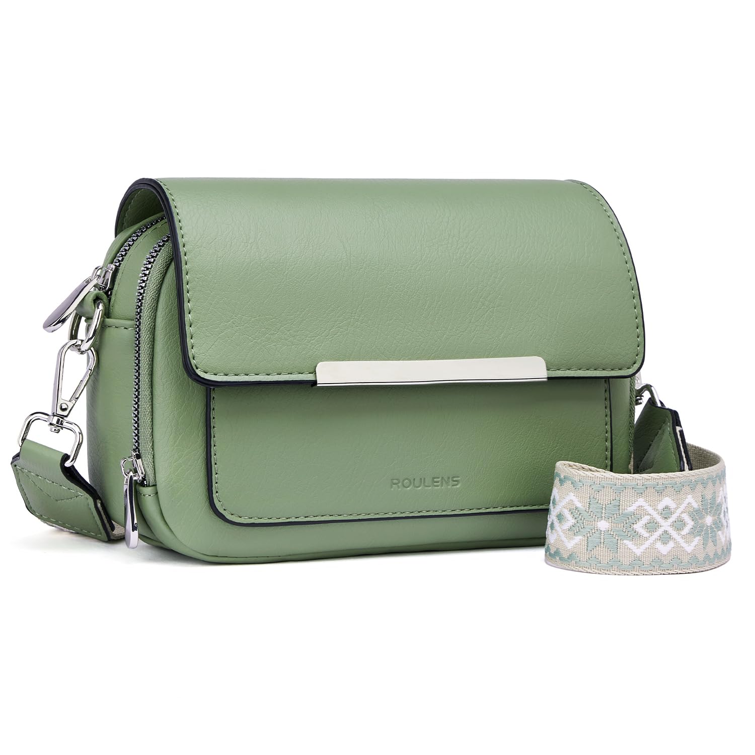 Roulens Damen Handy Umhängetasche, Vegan Leder Crossbody Bag Schultertasche mit Verstellbar Abnehmbar Breiter Gurt
