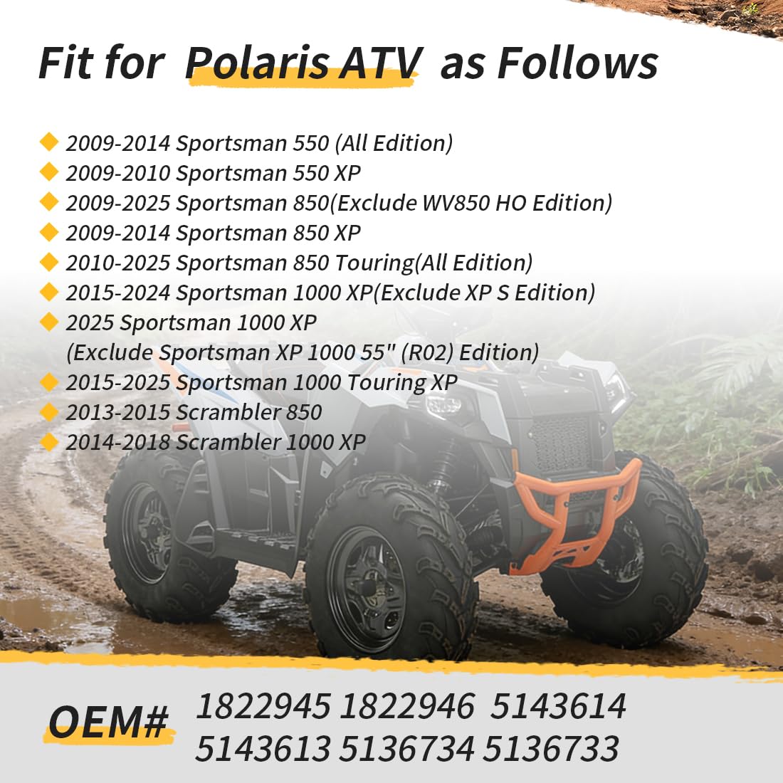Knuckle de Direction Avant Gauche et Droit avec Kit de Roulements convient pour Polaris Sportsman Scrambler 550 850 1000 2009-2025 1822945 1822946