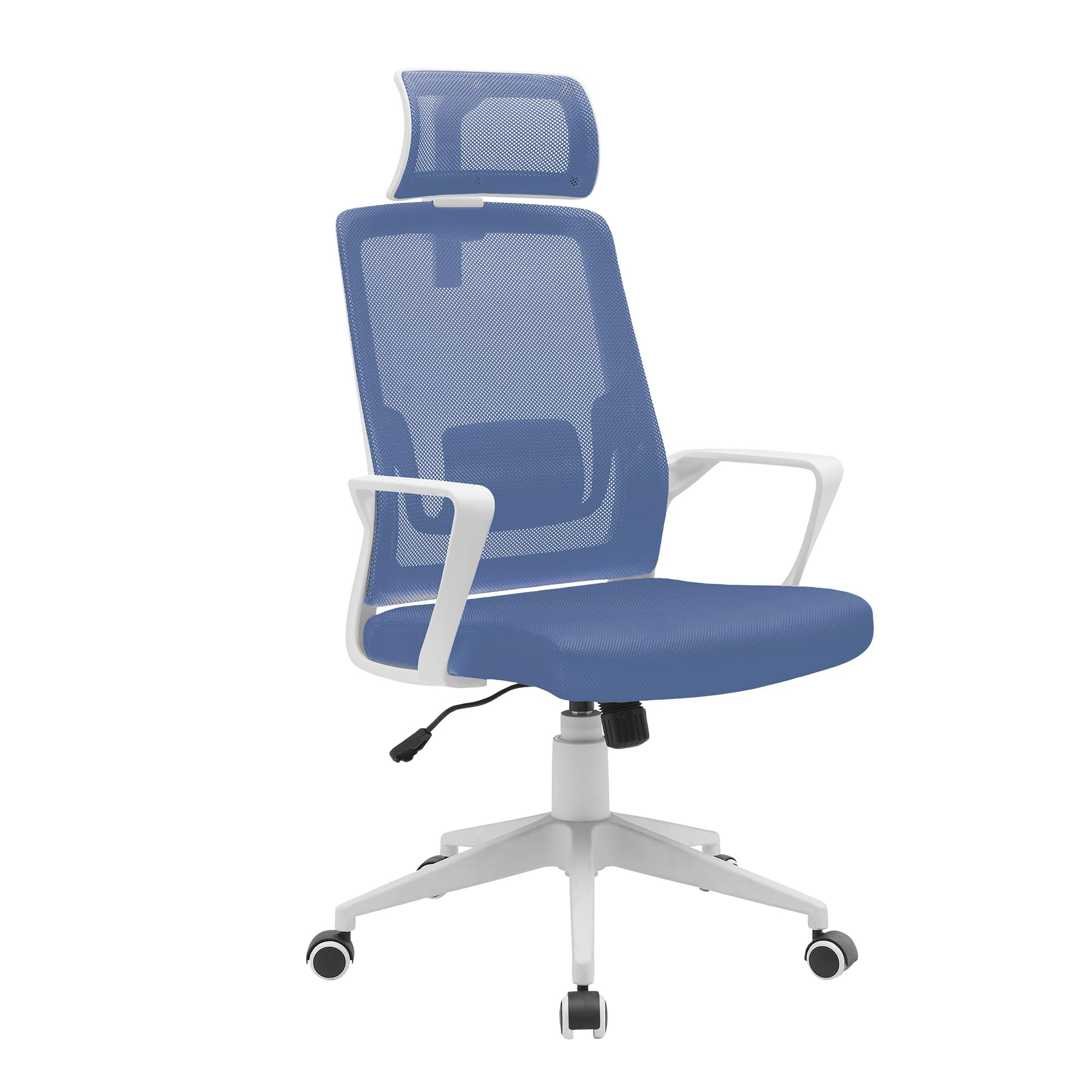 Mars Gaming MGC-ERGOLITE, Silla Gaming Ergonómica, Respaldo Malla Transpirable, Reposacabezas Ajustable y Soporte Lumbar, Altura Regulable y Asiento Acolchado, Pistón Gas Clase 3, Acero, Azul
