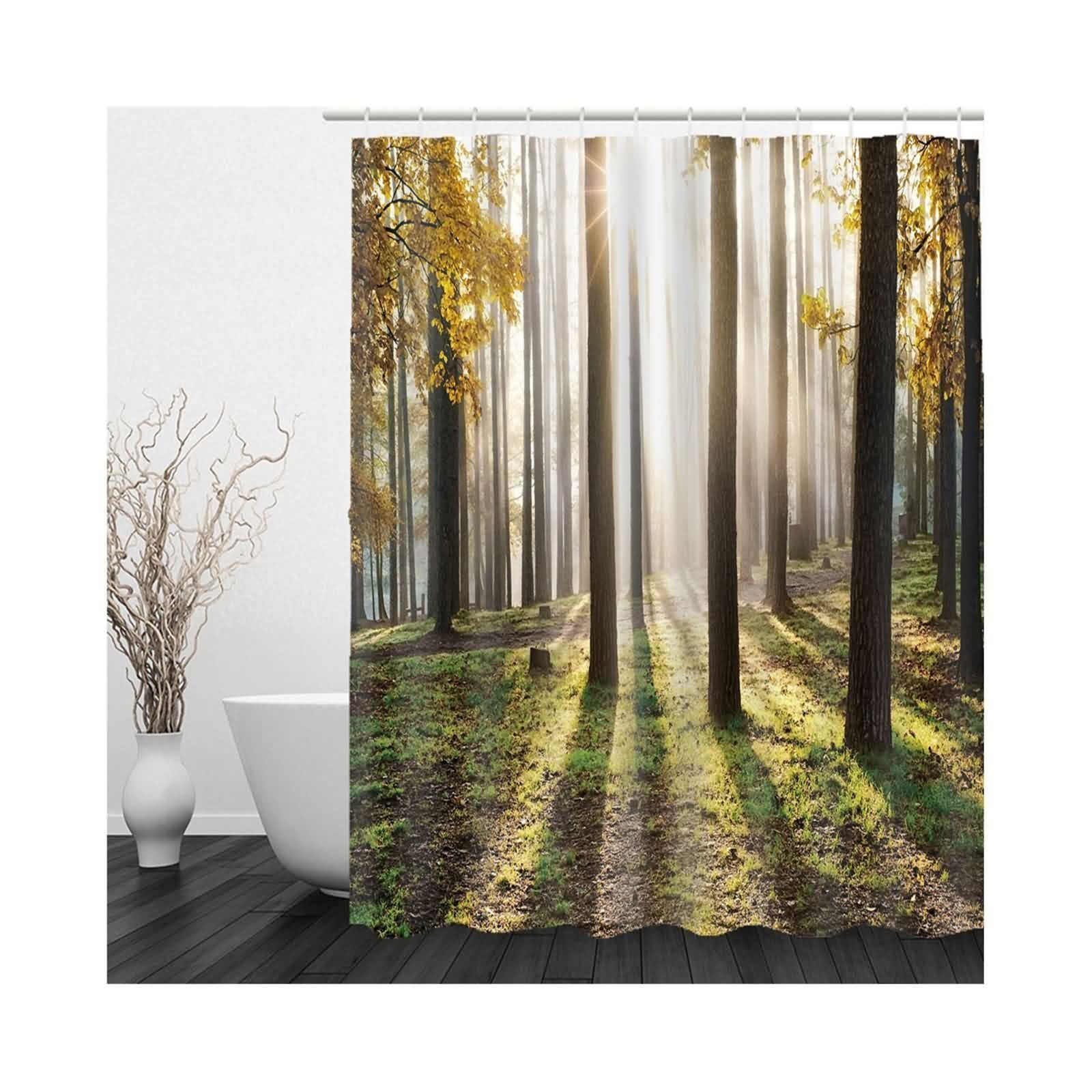 Rideau de douche motif arbre de soleil coloré pour illuminer votre salle de bain