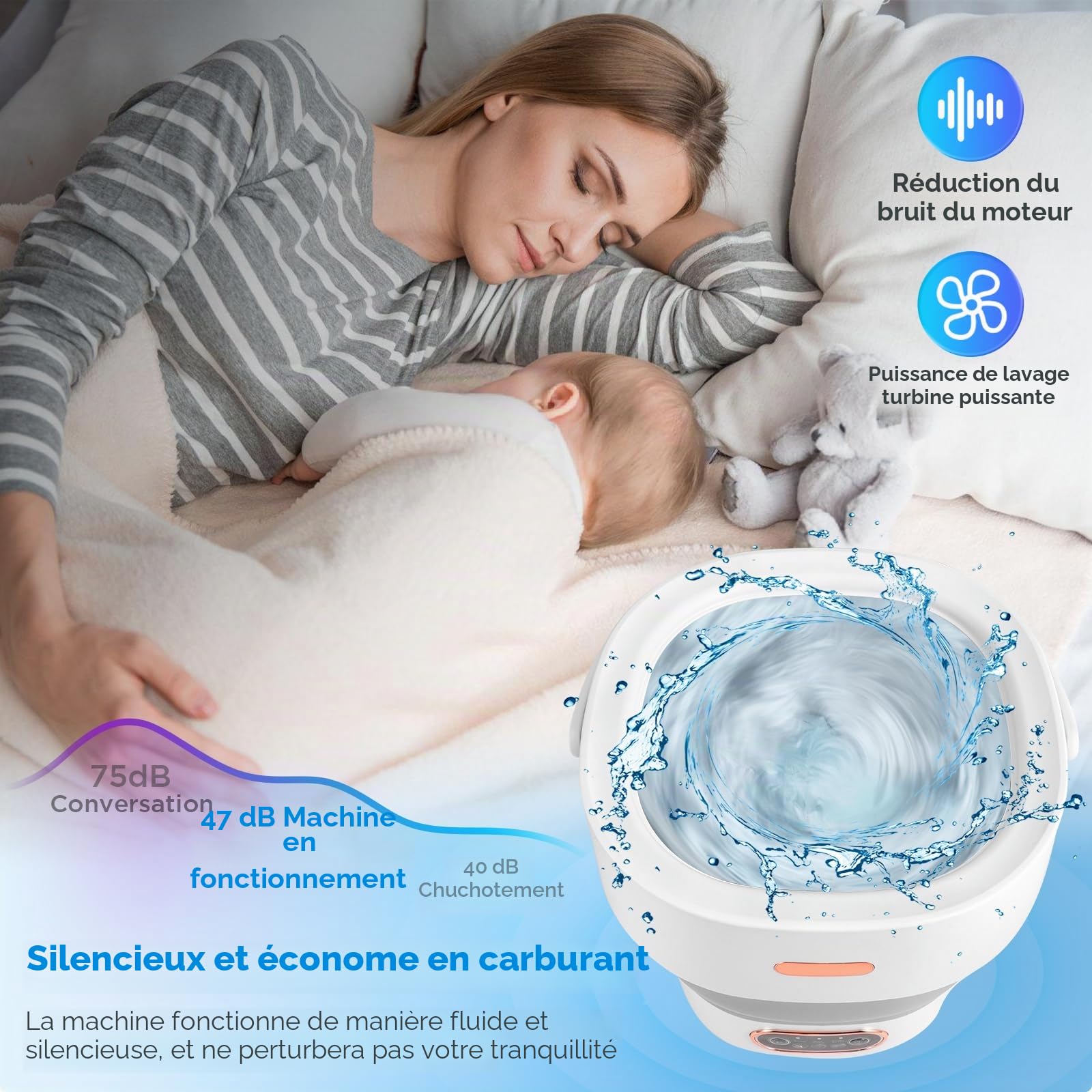 Mini Machine À Laver 13L,Machine À Laver Portable Avec Essoreuse, 3 Modes,Machine À Laver Mobile Avec Tuyau De Drainage,Machine À Laver De Camping Pour Sous-Vêtements,Vêtements De Bébé