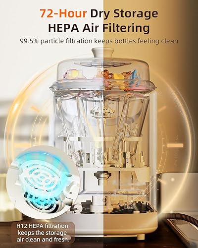 Miniatura 4 de KISSBOBO Lavadora, secadora y almacenamiento de biberones, todo en uno, limpieza a alta temperatura para mayor tranquilidad, blanco roto