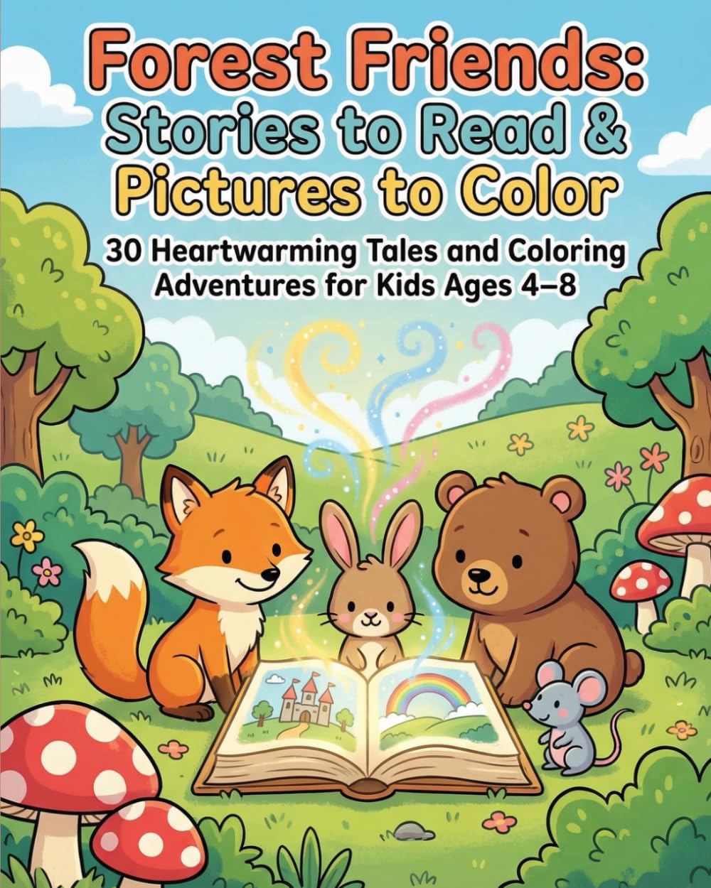 Forest Friends: Stories to Read & Pictures to Color: 30 Heartwarming Tales with Morals and Coloring Adventures for Kids Ages 4 - 8