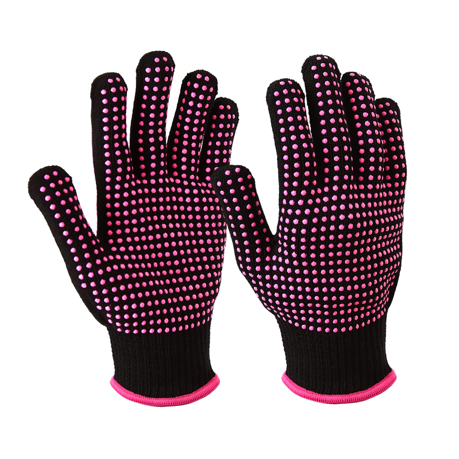 yantaisiyu 2-pack heat-resistant gloves with silicone bumps heat blocking gloves for curling hair styling