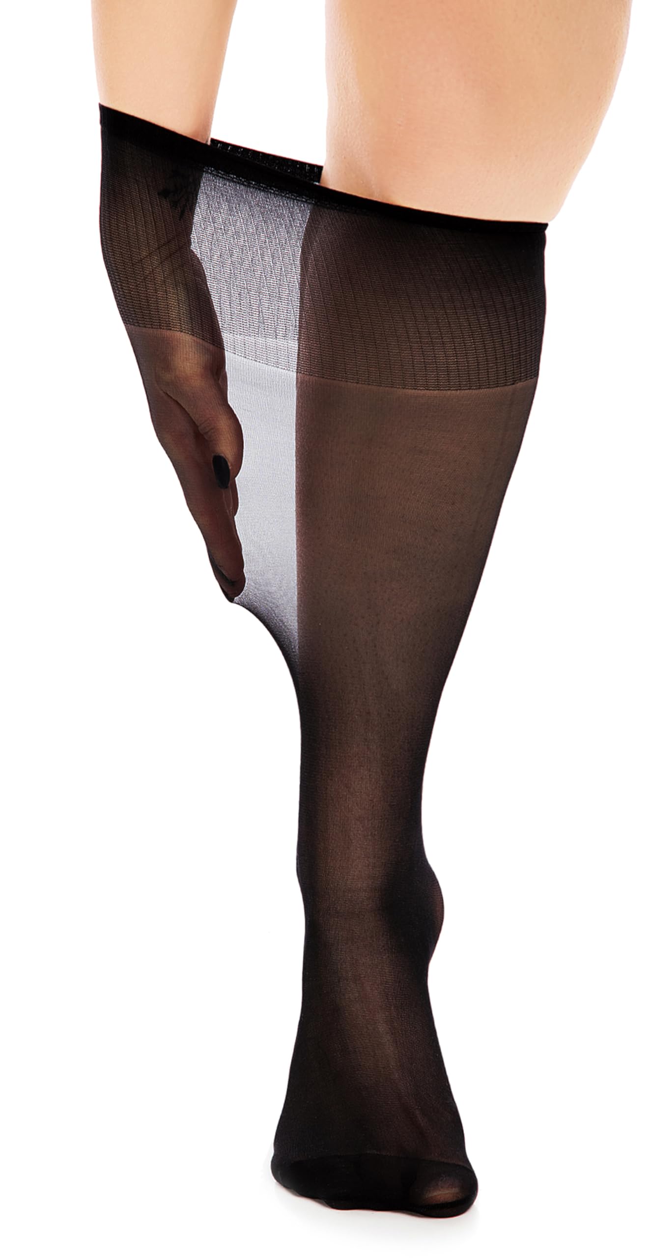 GLAMORY Women's Fit 20 Extra Wide Knee Socks (Pack of 1), black, Einheitsgröße Große Größen