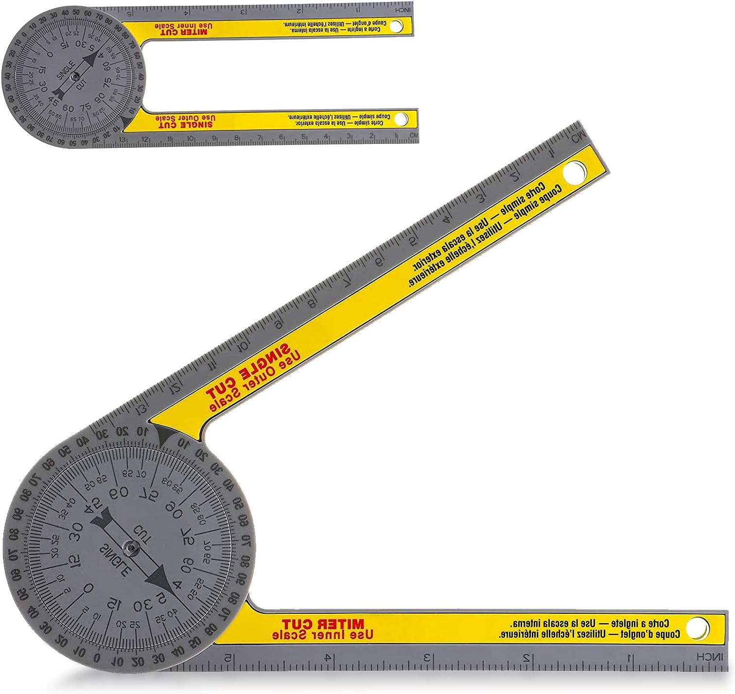 Miter Saw Protractor Replace Model Miter Saw Protractor Angle Finder Tool 360 Protractor Portable Miter Saw Protractor with Measuring Scales for Inside Outside Corner Skirting (Yellow)