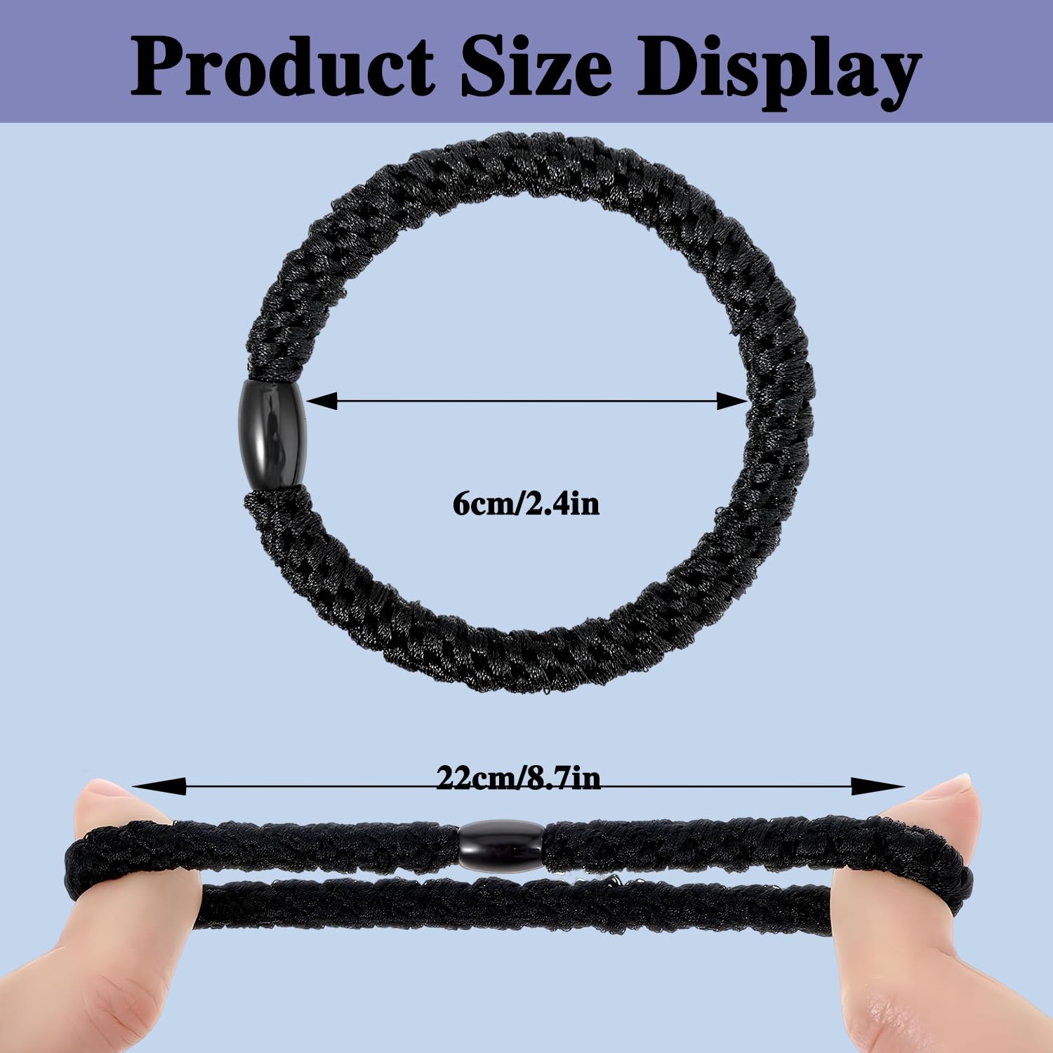 MOTIBACK Black Hair Ties for Men 10Pcs No Crease Braided Elastic Hair Bands - Image 2
