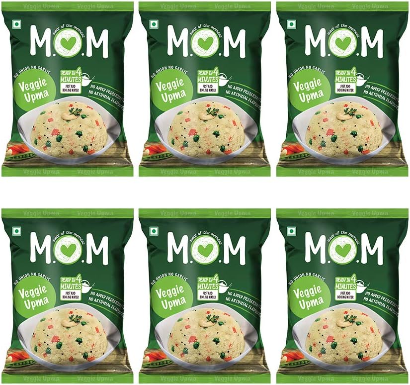 Veggie Upma Pouch, 63g (Pack of 6) - Ready to Eat | Instant Food | No Added Preservatives