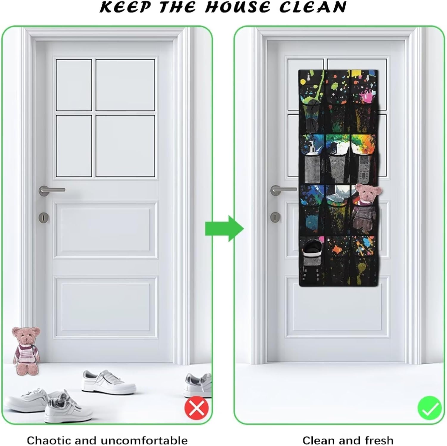 Soccer Ball Door Organizer Hanging Shoe Organizer for College Dorm Room 12 Compartment Breathable Mesh Pocket Over the Door Hanging Storage Bag for Kids Room