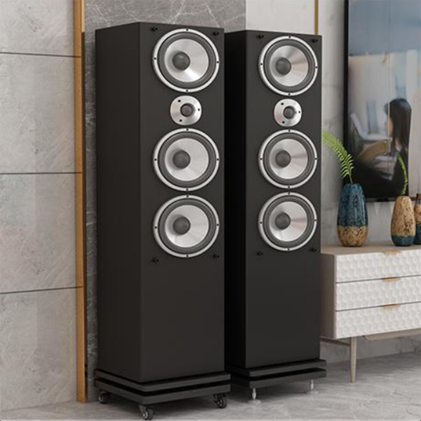 Subwoofer Lautsprecherständer, Lautsprecherisolationsständer, Subwoofer Audioisolationsplattform mit Rädern für Standardlautsprecher,A,30 * 35 * 8CM