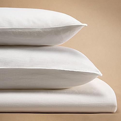 Juego de funda de edredón 100% lino, tamaño Queen, de 3 piezas, cómodo, suave y transpirable, 1 funda de edredón de 90 x 90 pulgadas, 2 fundas de
